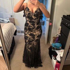 Windsor Black and Cream Lace Maxi Dress
